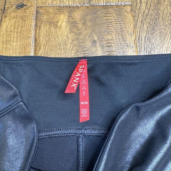 SPANXshape Faux Leather Leggings Black Womens Size Medium - Picture 3 of 9